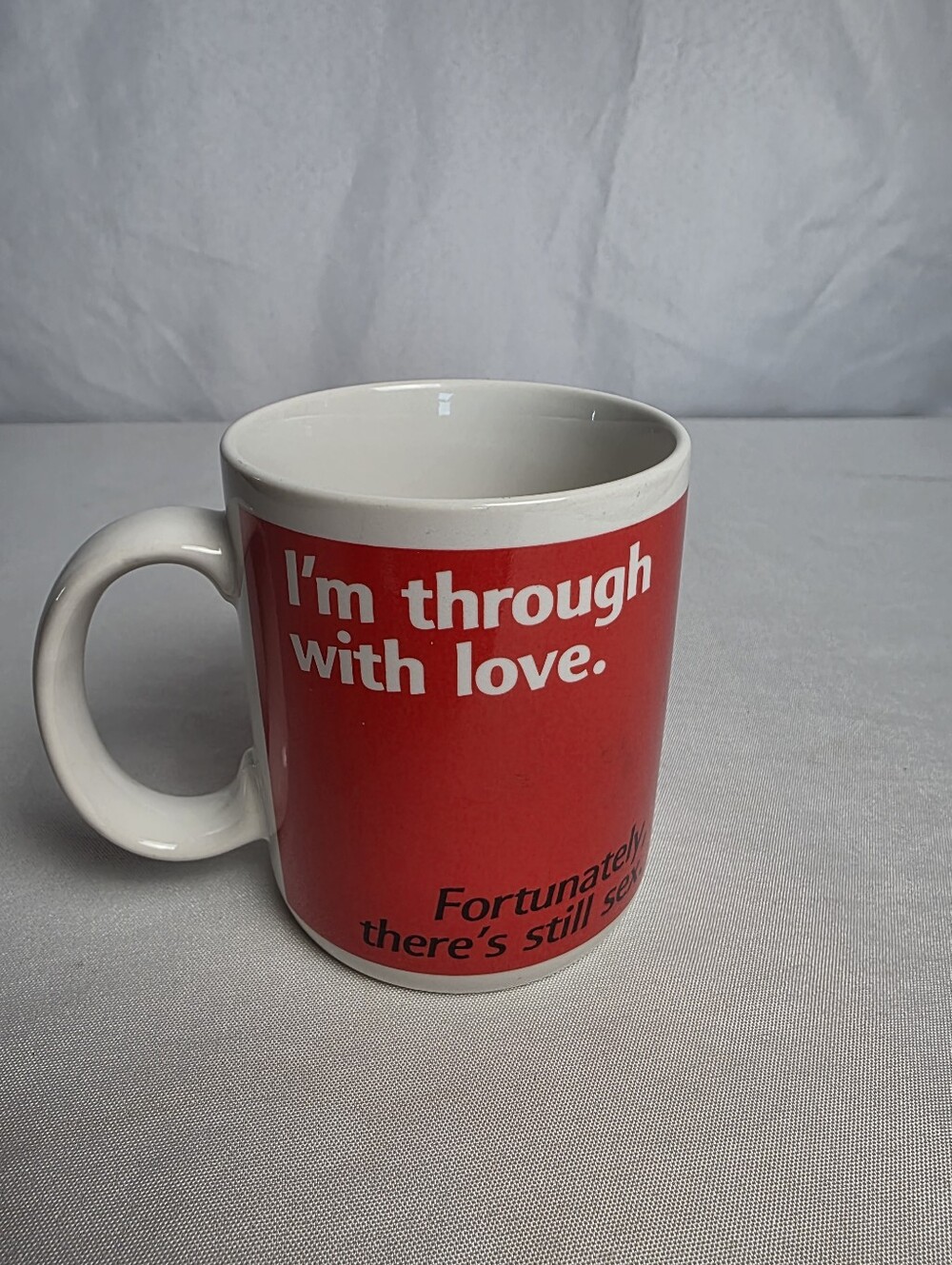 VTG Hallmark Shoebox Greetings Valentines Coffee Mug I'm Through With Love